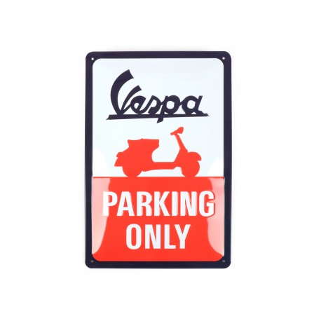 Chapa de publicidad Vespa "Parking only", 20x30cm