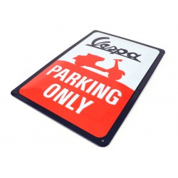 Chapa de publicidad Vespa "Parking only", 20x30cm