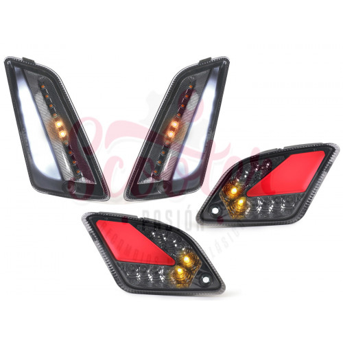 Juego intermitentes ahumados LED delanteros y traseros con luz secuencial, Vespa GT, GTL, GTV, GTS 125-300