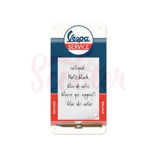 Carter publicitario con bloc de notas Vespa "Service", 10x20cm