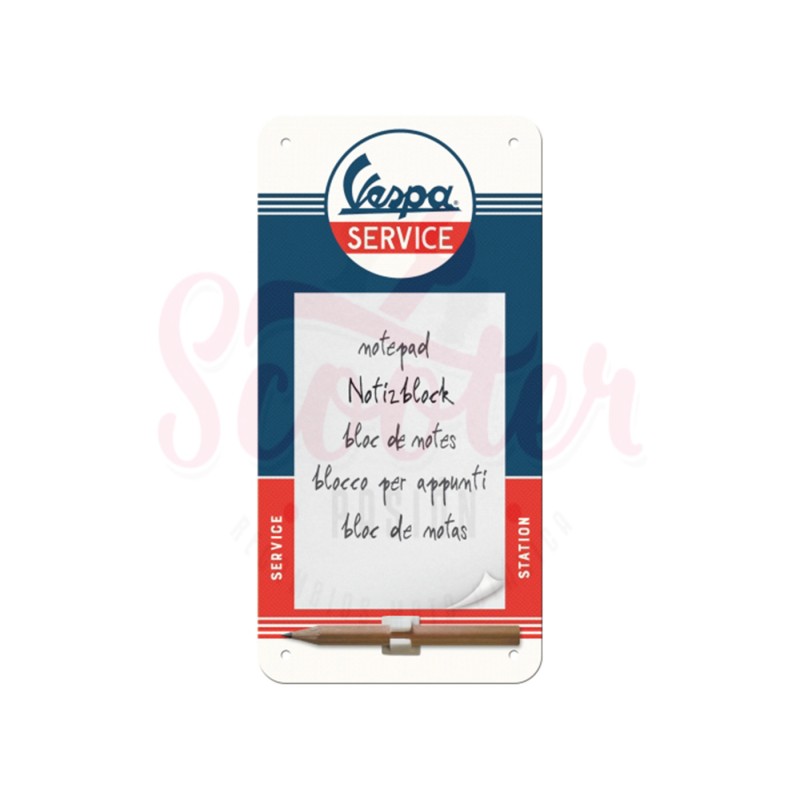 Carter publicitario con bloc de notas Vespa "Service", 10x20cm