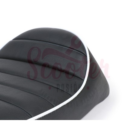 Asiento Negro con borde blanco Fastback 2.0, Vespa 50/75, Super, SL, Primavera
