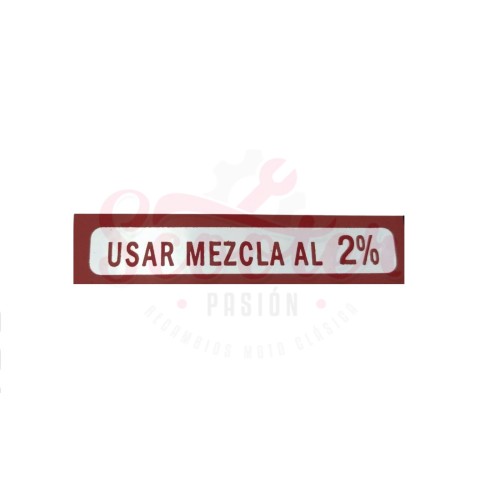 Pegatina Vespa 2% Mezcla Deposito Gasolina (en español) Rojo
