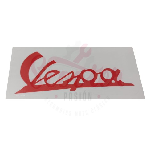 Pegatina Roja Vespa, fondo transparente, 12x5cm