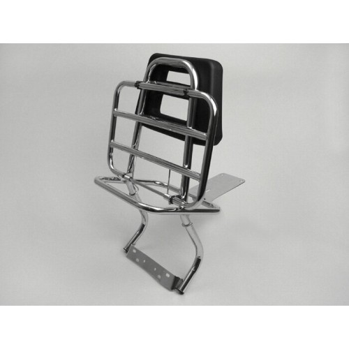 Portaequipajes Cromado Trasero con respaldo, Vespa PX Disco, IRIS, DN, DS, CL
