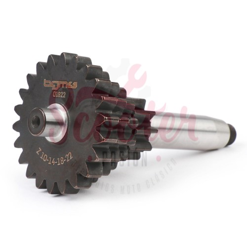 Eje Cambio Tren Fijo Piñón Múltiple BGM PRO Original 10-14-18-22 Vespa 75, Super, SL, Primavera, Junior, PKS, PK XL, FL
