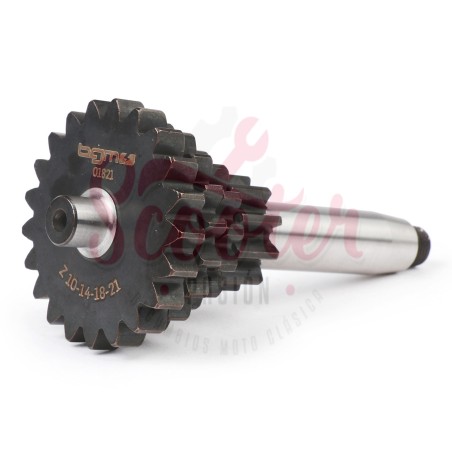 Eje Cambio Tren Fijo Piñón Múltiple BGM PRO Sport 10-14-18-21 (4ª corta) Vespa 75, Super, SL, Primavera, Junior, PKS, PK XL, FL
