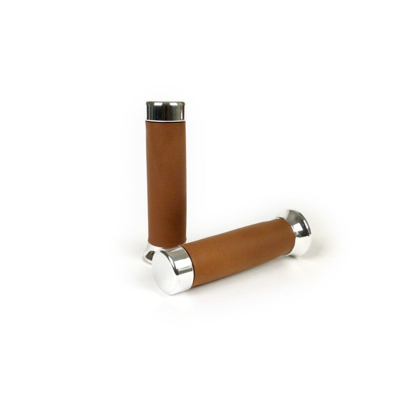 Puños marrones con terminal cromado para Vespa PX Disco todos los modelos. También para Vespa CL, DS, DN, IRIS, TX, T5