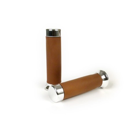 Puños marrones con terminal cromado para Vespa PX Disco todos los modelos. También para Vespa CL, DS, DN, IRIS, TX, T5