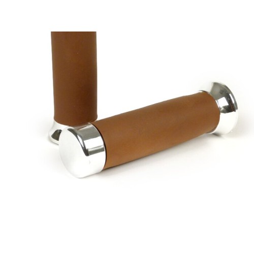 Puños marrones con terminal cromado para Vespa PX Disco todos los modelos. También para Vespa CL, DS, DN, IRIS, TX, T5