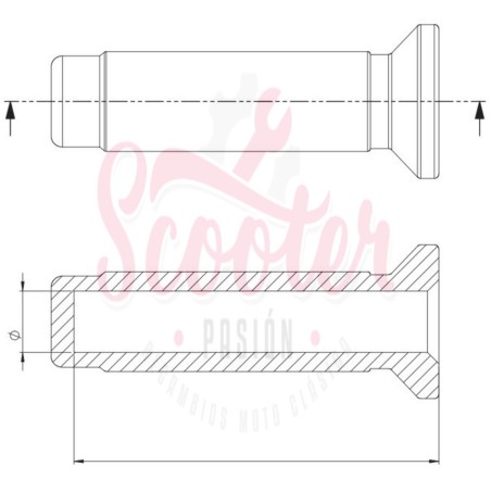 Puños SIP Antik Pátina 22/22mm Vespa 150s faro redondo, Vespa 125 del año 58 al 63