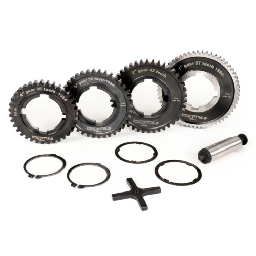 Piñones Caja de Cambio BGM PRO 1ª, 2ª, 3ª y 4ª Velocidad 57-42-38-35 Vespa PX Disco 200, TX, IRIS 200