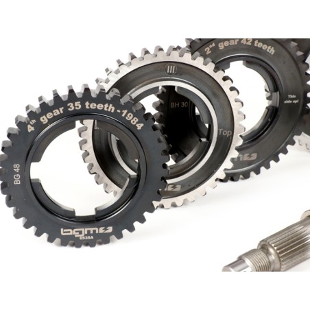 Eje Rueda Trasera con Piñones Caja de Cambio BGM PRO 1ª, 2ª, 3ª y 4ª Velocidad 57-42-38-35 Vespa DN, DS