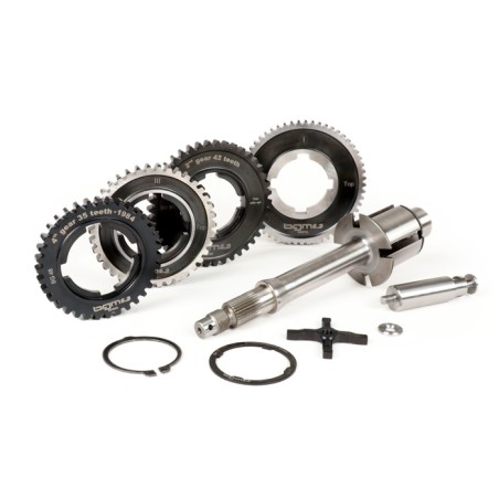 Eje Rueda Trasera con Piñones Caja de Cambio BGM PRO 1ª, 2ª, 3ª y 4ª Velocidad 57-42-38-35 Vespa DN, DS