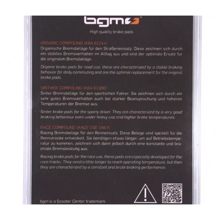 Pastillas de Freno BGM PRO Vespa PX Disco (desde 1998 a 2010), Grimeca