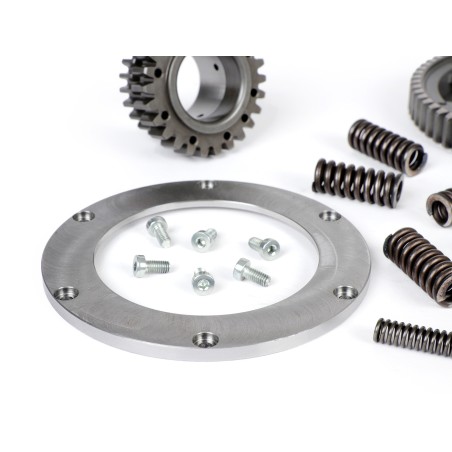 Piñón Campana Interior Embrague BENELLI 7 Muelles 21 Dientes Rectos Con Corona 65 Dientes Vespa DS, DN, IRIS, TX, T5