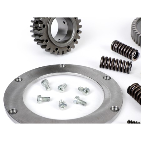 Piñón Campana Interior Embrague BENELLI 7 Muelles 24 Dientes Rectos Con Corona 61 Dientes Vespa DS, DN, IRIS, TX, T5