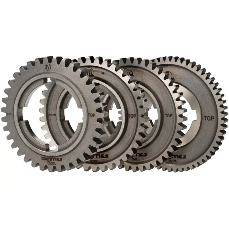 Piñones Caja de Cambio BGM PRO TORQUEMASTER 1ª, 2ª, 3ª y 4ª Velocidad 57-42-38-35 Vespa PX Disco 200, TX, IRIS 200