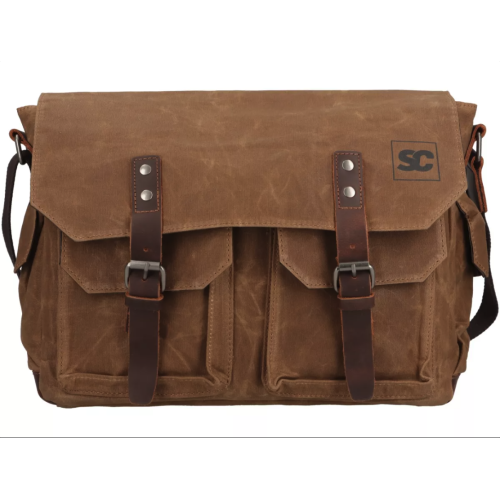 Bolso Marrón Grande de lona encerada