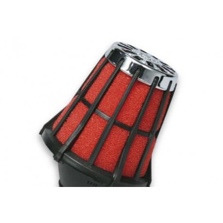 Filtro de Aire Racing Malossi, conexión recta 50x90mm, negro con filtro interior rojo