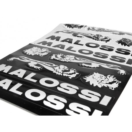 Kit Adhesivos Mini Pegatinas Malossi Negro/Plateado