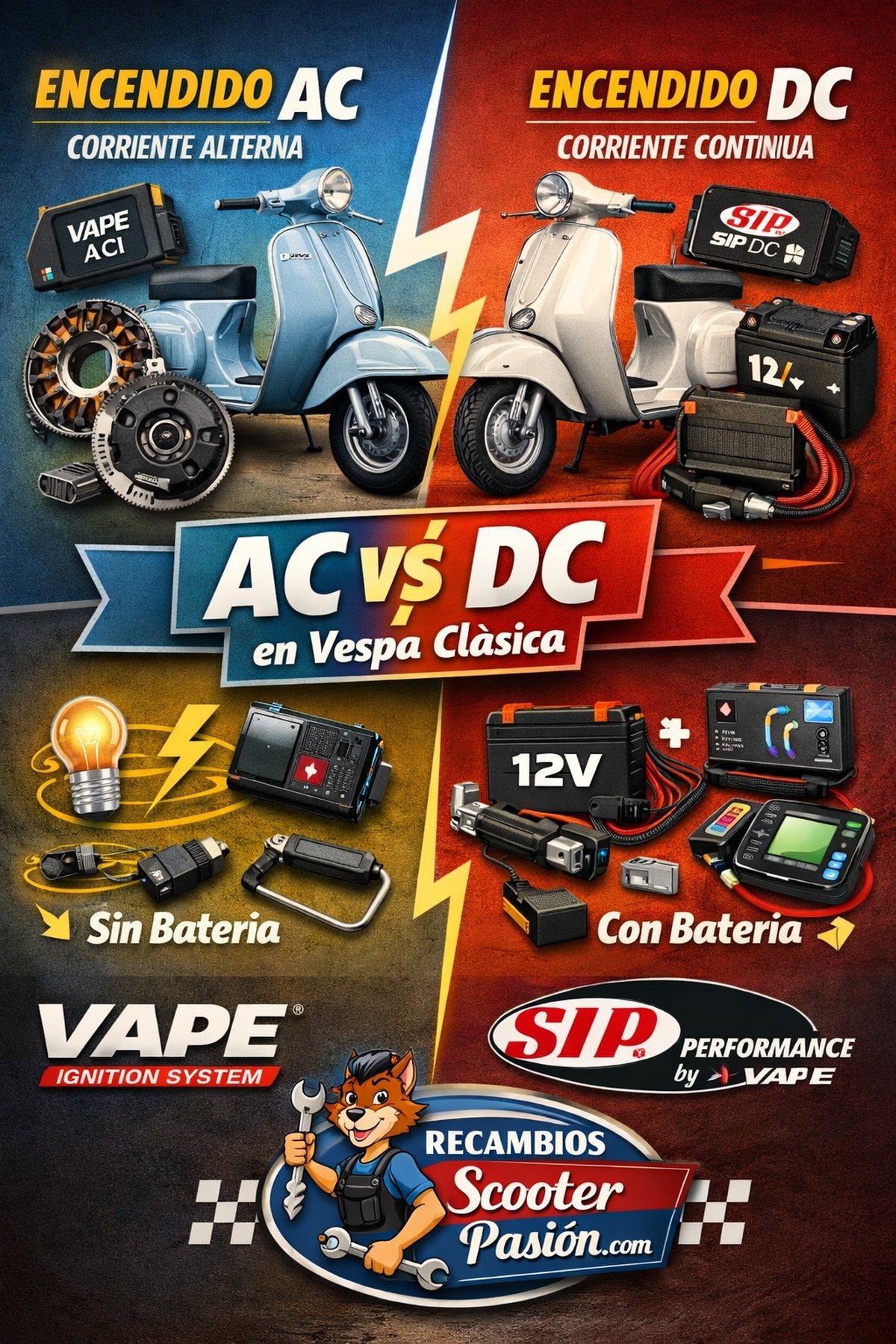 Encendido Electrónico AC ò DC en Vespa Clásica